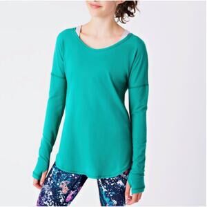 NWT Ivivva Mindful Moment Long Sleeve Tee Teal Green Loose Fit Rulu NEW Girls 12